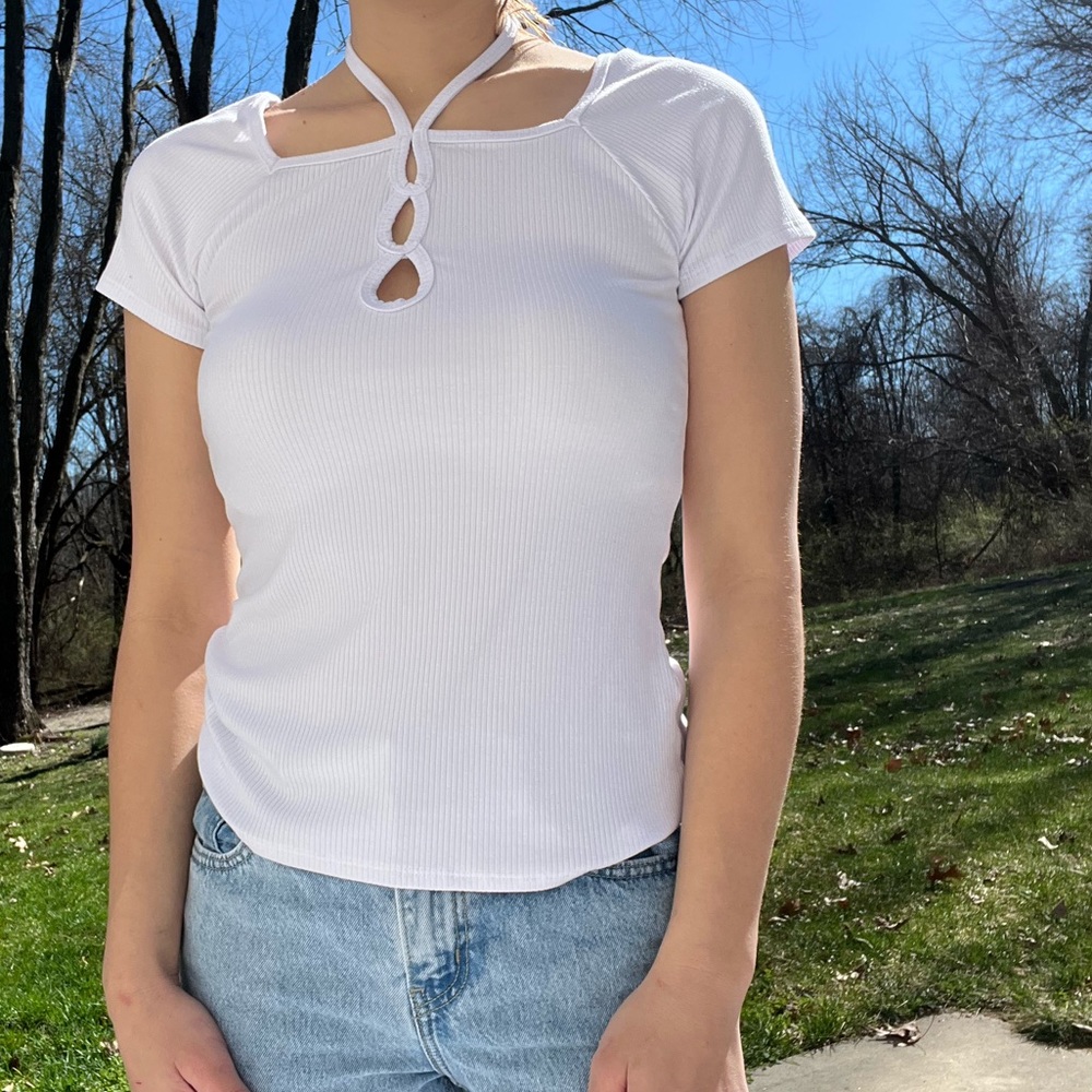Buckle ribbed halter top🌿